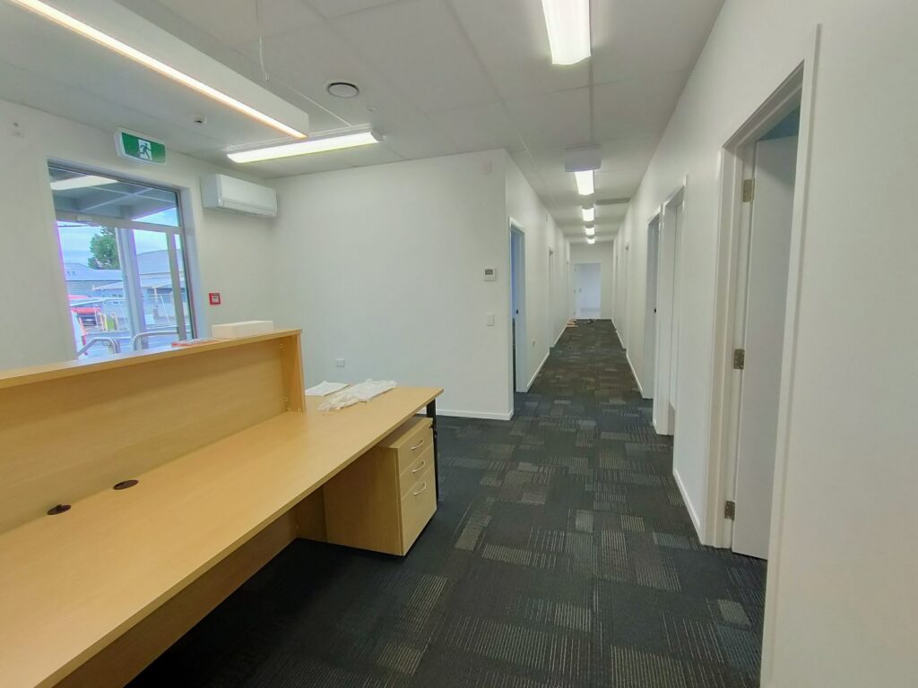 10 Murray Place - reception bench and clinic corridor